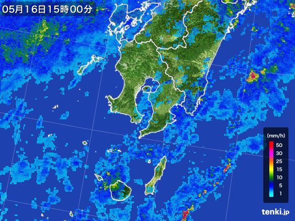 鹿児島県の雨雲レーダー(2016年05月16日)