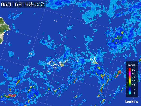 宮古・石垣・与那国(沖縄県)の雨雲レーダー(2016年05月16日)