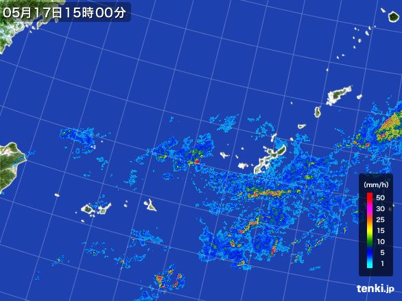 沖縄地方の雨雲レーダー(2016年05月17日)