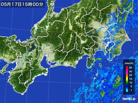 東海地方の雨雲レーダー(2016年05月17日)