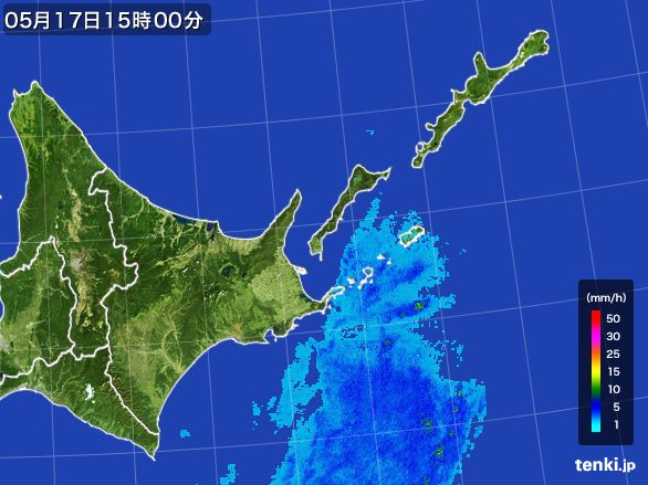 道東の雨雲レーダー(2016年05月17日)