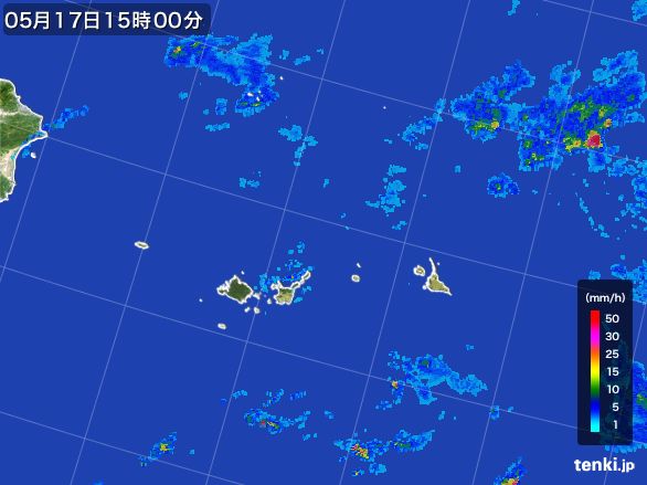 宮古・石垣・与那国(沖縄県)の雨雲レーダー(2016年05月17日)