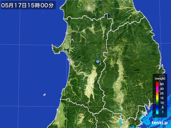 秋田県の雨雲レーダー(2016年05月17日)