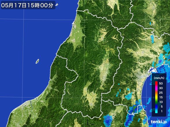 山形県の雨雲レーダー(2016年05月17日)