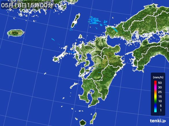 九州地方の雨雲レーダー(2016年05月18日)