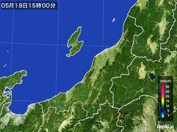 新潟県の雨雲レーダー(2016年05月18日)
