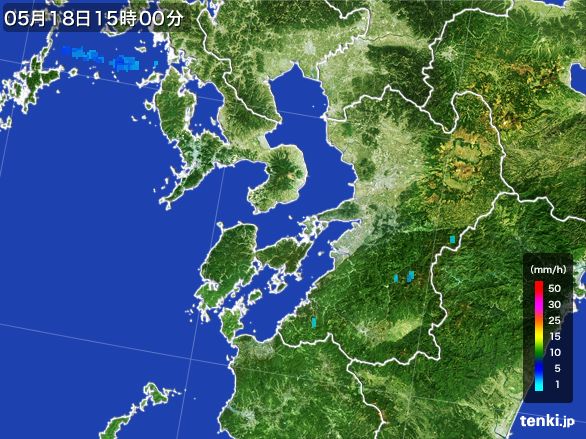熊本県の雨雲レーダー(2016年05月18日)