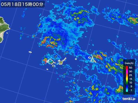 宮古・石垣・与那国(沖縄県)の雨雲レーダー(2016年05月18日)