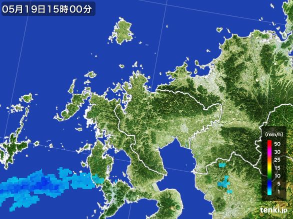 佐賀県の雨雲レーダー(2016年05月19日)