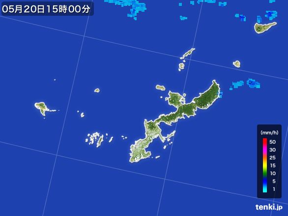 沖縄県の雨雲レーダー(2016年05月20日)