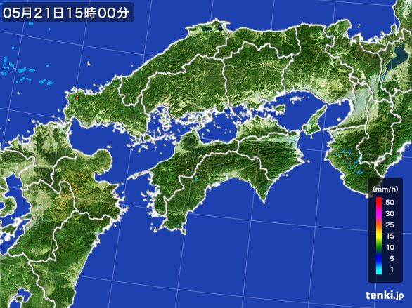 四国地方の雨雲レーダー(2016年05月21日)