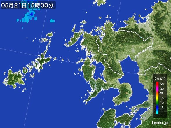 長崎県の雨雲レーダー(2016年05月21日)