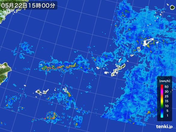 沖縄地方の雨雲レーダー(2016年05月22日)