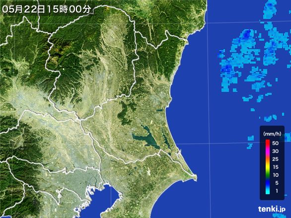 茨城県の雨雲レーダー(2016年05月22日)