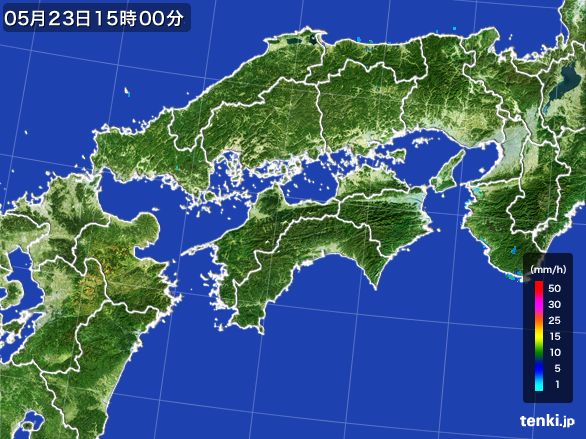 四国地方の雨雲レーダー(2016年05月23日)