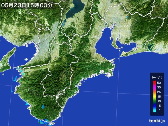 三重県の雨雲レーダー(2016年05月23日)