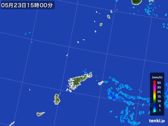 奄美諸島(鹿児島県)の雨雲レーダー(2016年05月23日)