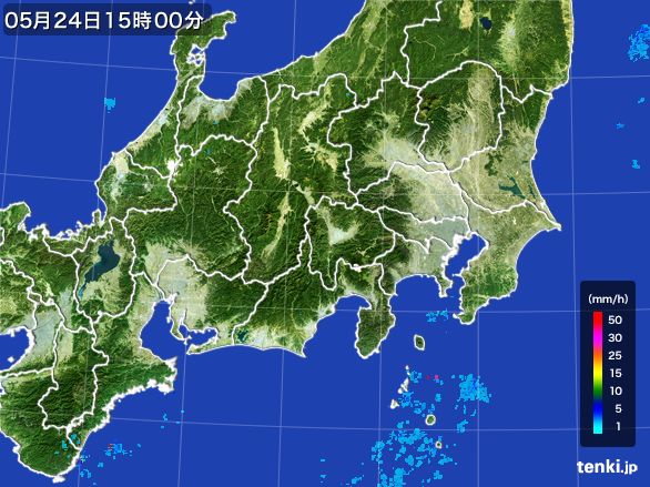 関東・甲信地方の雨雲レーダー(2016年05月24日)