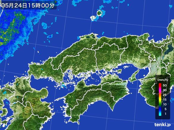 中国地方の雨雲レーダー(2016年05月24日)