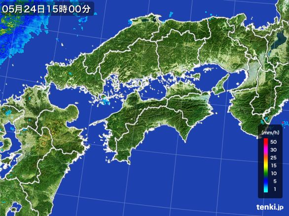四国地方の雨雲レーダー(2016年05月24日)