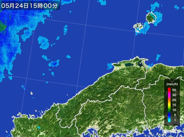 島根県の雨雲レーダー(2016年05月24日)