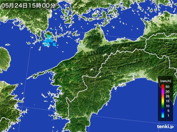 愛媛県の雨雲レーダー(2016年05月24日)