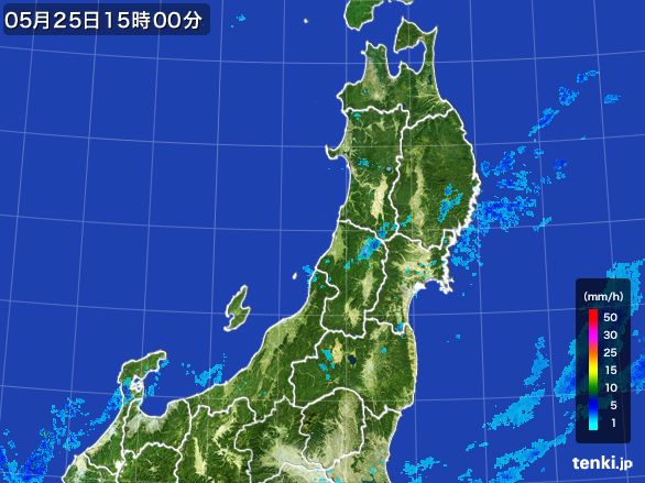 東北地方の雨雲レーダー(2016年05月25日)