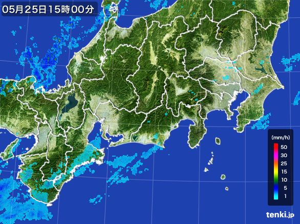 東海地方の雨雲レーダー(2016年05月25日)