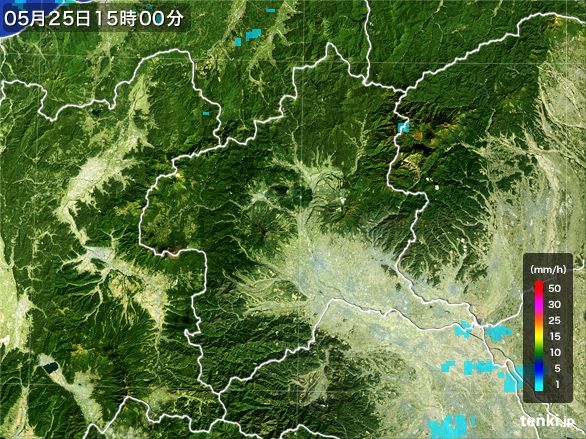 群馬県の雨雲レーダー(2016年05月25日)