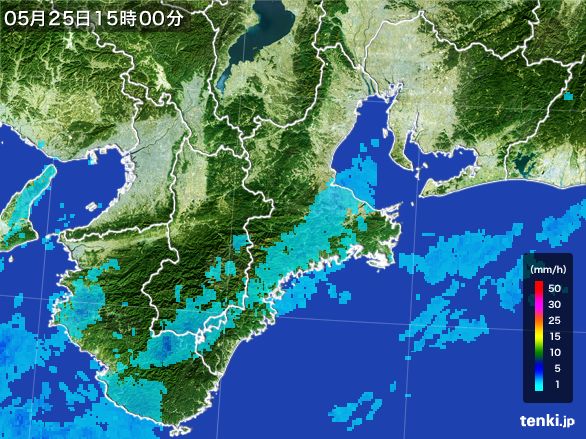 三重県の雨雲レーダー(2016年05月25日)