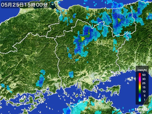 岡山県の雨雲レーダー(2016年05月25日)