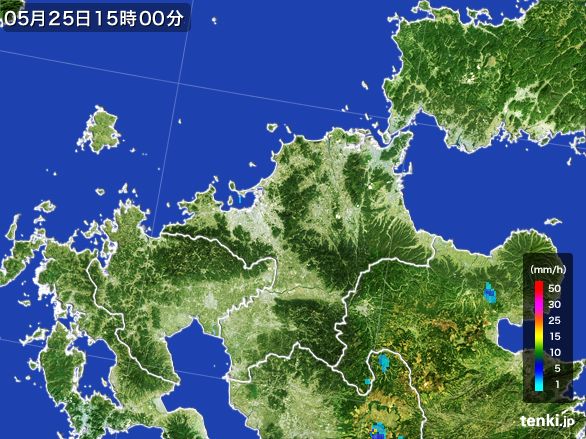 福岡県の雨雲レーダー(2016年05月25日)