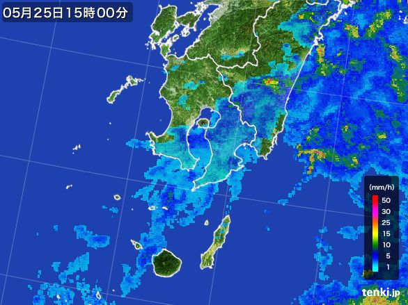 鹿児島県の雨雲レーダー(2016年05月25日)