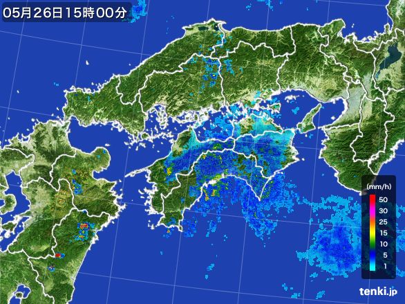 四国地方の雨雲レーダー(2016年05月26日)