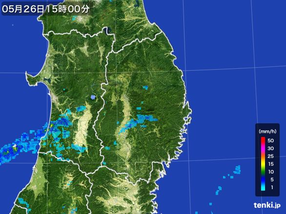 岩手県の雨雲レーダー(2016年05月26日)