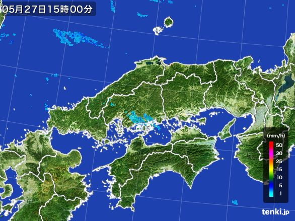 中国地方の雨雲レーダー(2016年05月27日)
