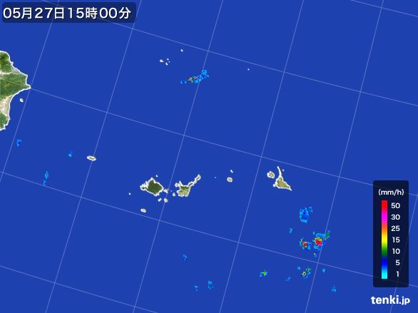 宮古・石垣・与那国(沖縄県)の雨雲レーダー(2016年05月27日)