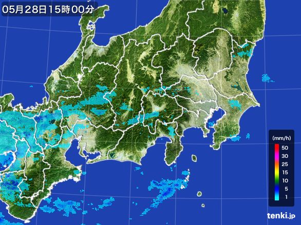 関東・甲信地方の雨雲レーダー(2016年05月28日)