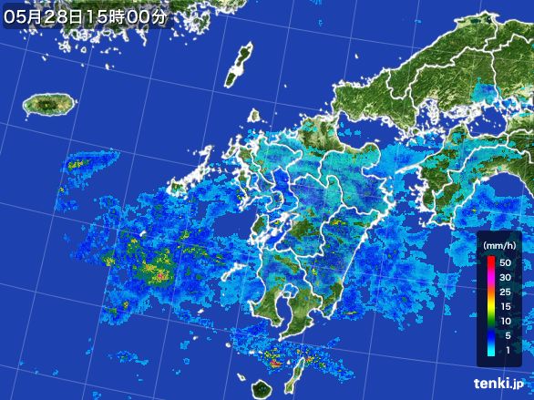 九州地方の雨雲レーダー(2016年05月28日)