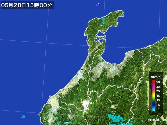 石川県の雨雲レーダー(2016年05月28日)