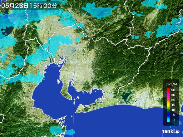 愛知県の雨雲レーダー(2016年05月28日)