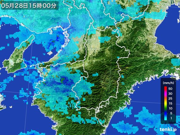 奈良県の雨雲レーダー(2016年05月28日)