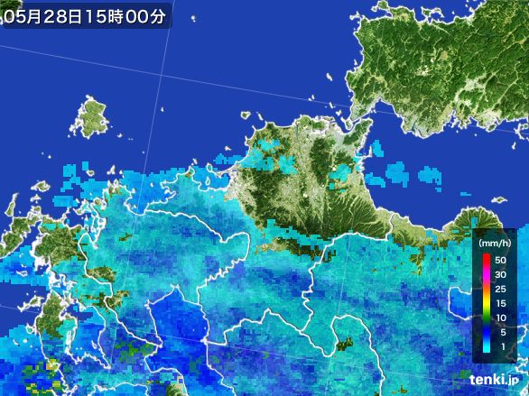 福岡県の雨雲レーダー(2016年05月28日)