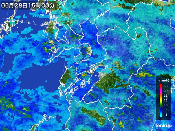 熊本県の雨雲レーダー(2016年05月28日)
