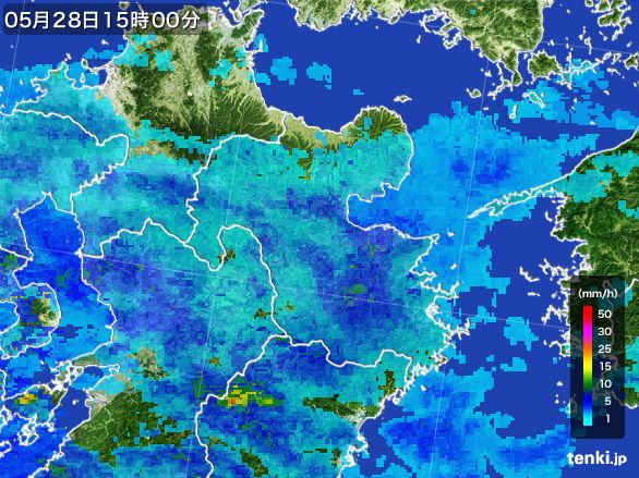 大分県の雨雲レーダー(2016年05月28日)