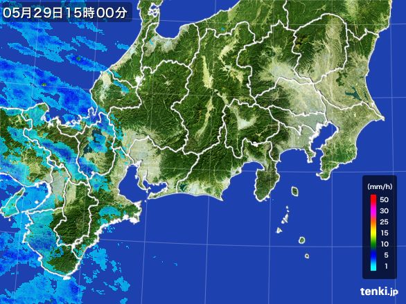 東海地方の雨雲レーダー(2016年05月29日)