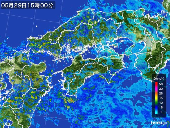 四国地方の雨雲レーダー(2016年05月29日)