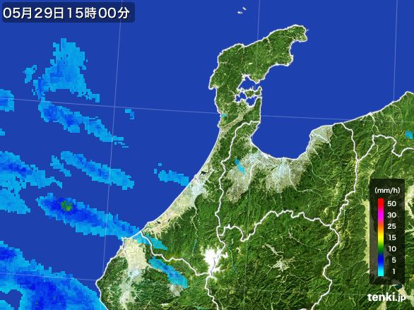 石川県の雨雲レーダー(2016年05月29日)