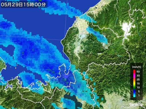 福井県の雨雲レーダー(2016年05月29日)
