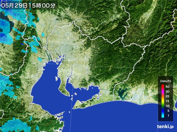 愛知県の雨雲レーダー(2016年05月29日)